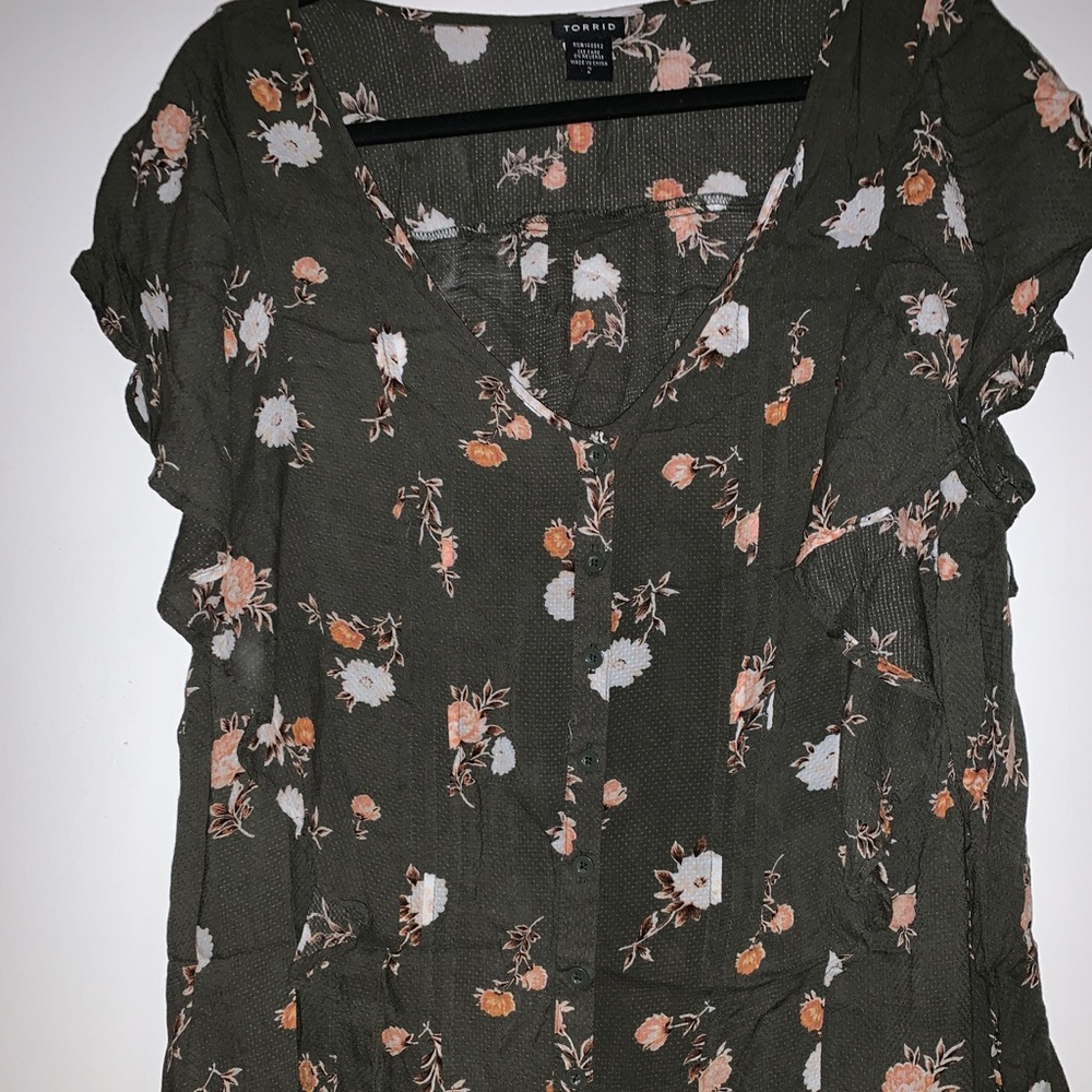 Floral button down top